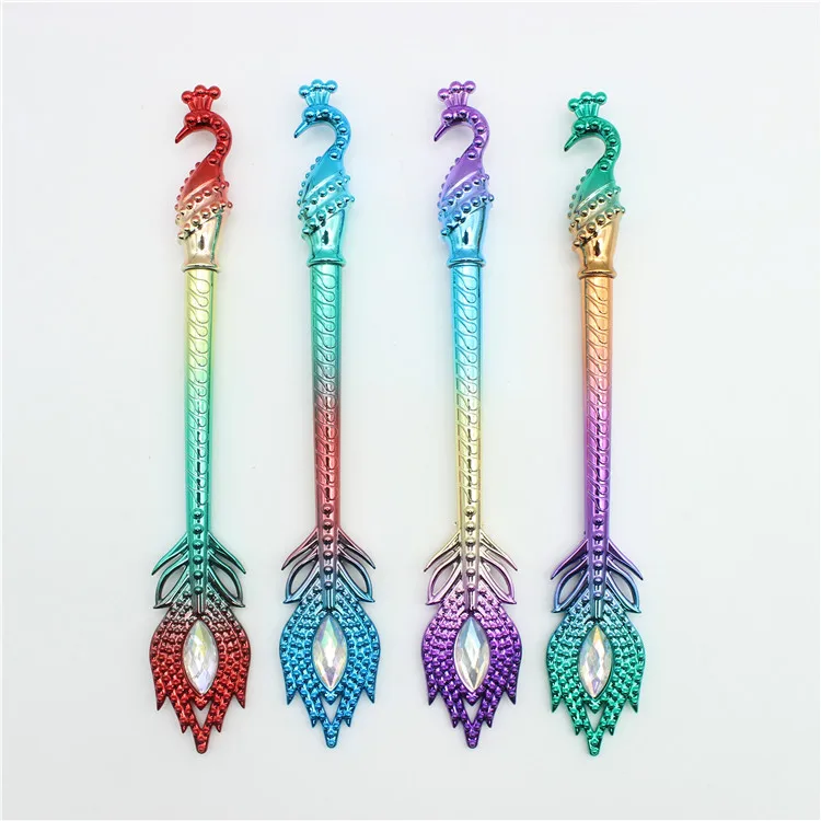 

20pcs Creative stationery Cute peacock open screen UV gradient pen stick Bright color neutral pen cartoon student pen