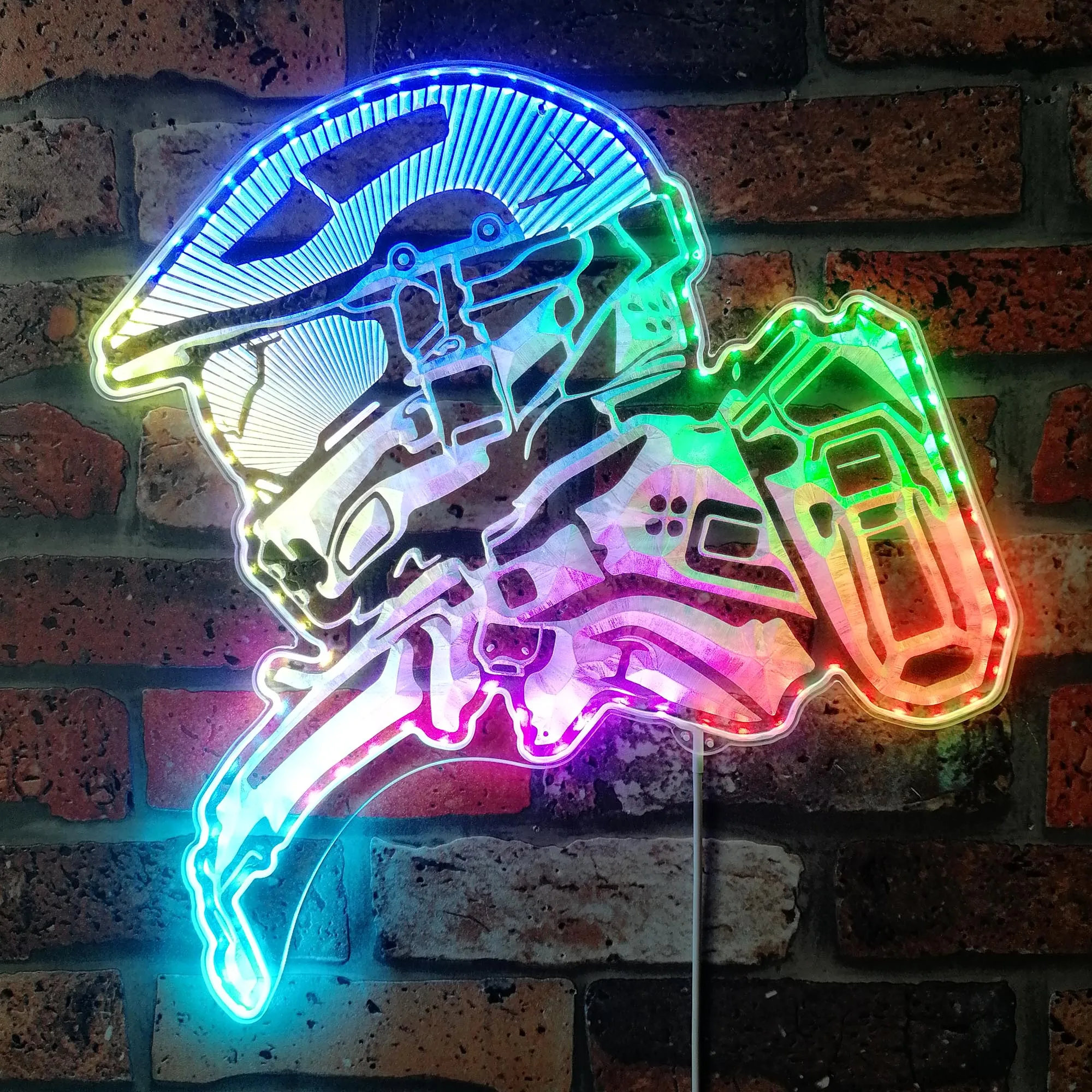 Halo Master Chief Neon RGB Edge Lit LED Sign, Game Room Decor, Gaming Night Light