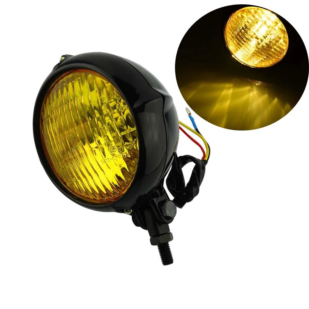 

3.5" LED Motorcycle Vintage Headlights Amber Retro Halogen Headlamp for Honda Yamaha BMW Harley Cafe Racer Custom Bobber Chopper