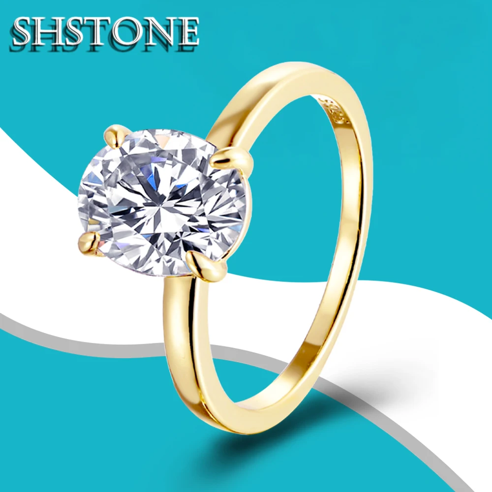 

SHSTONE Oval D Color Moissanite Rings s925 Sterling Sliver Diamond Ring Bride Wedding Band Accessories for Women Fine Jewelry