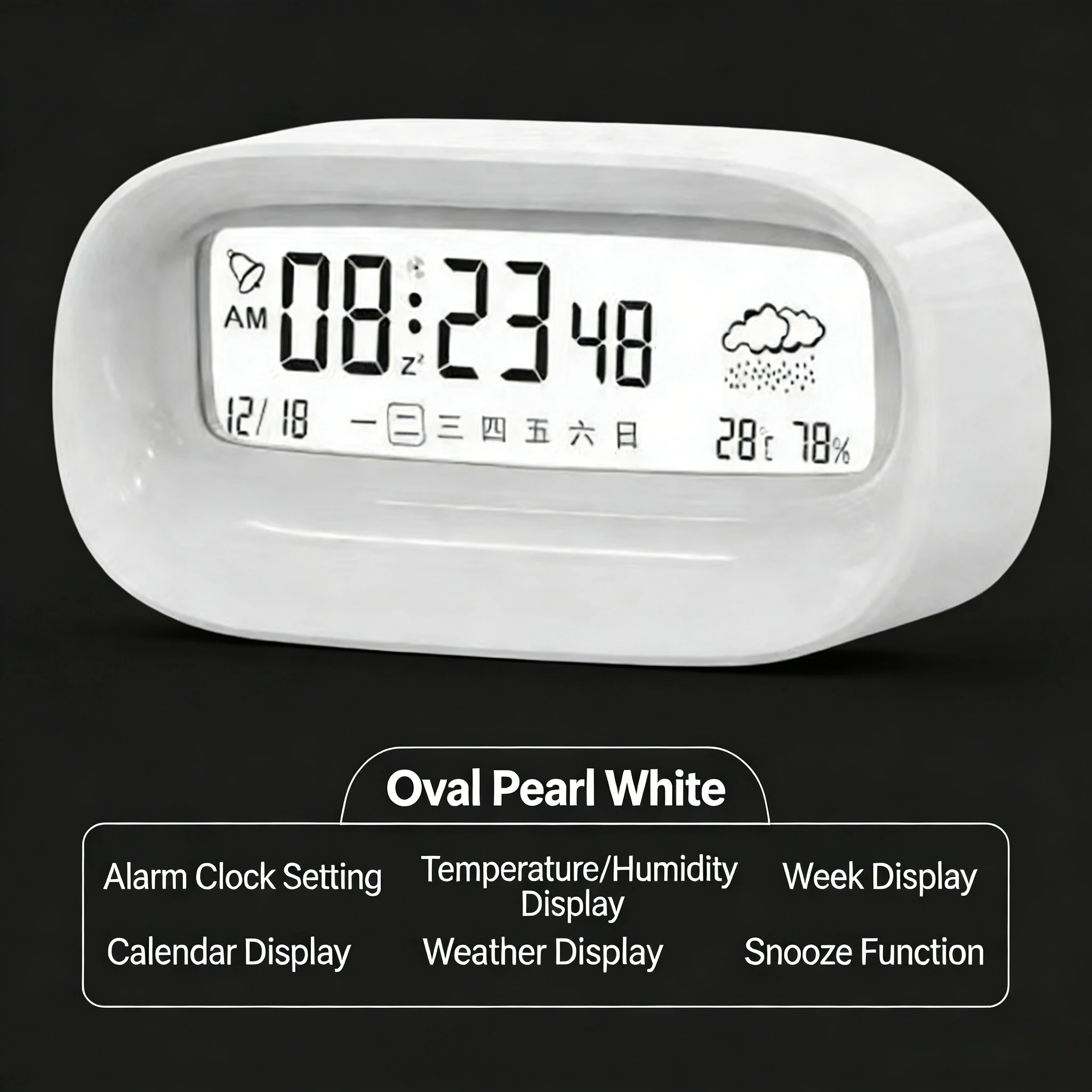 

Black and white color options, LED display, transparent multifunctional electronic home temperature and humidity meter ornament