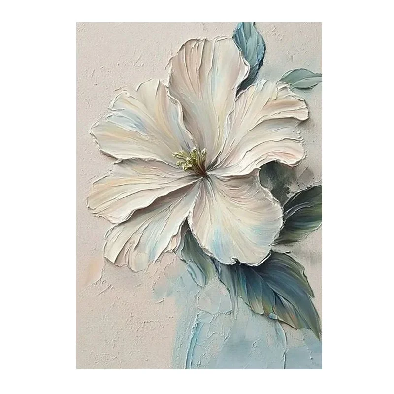Pure hand-painted oil painting cream wind flower sofa background wall hanging painting light luxury three-dimensional texture