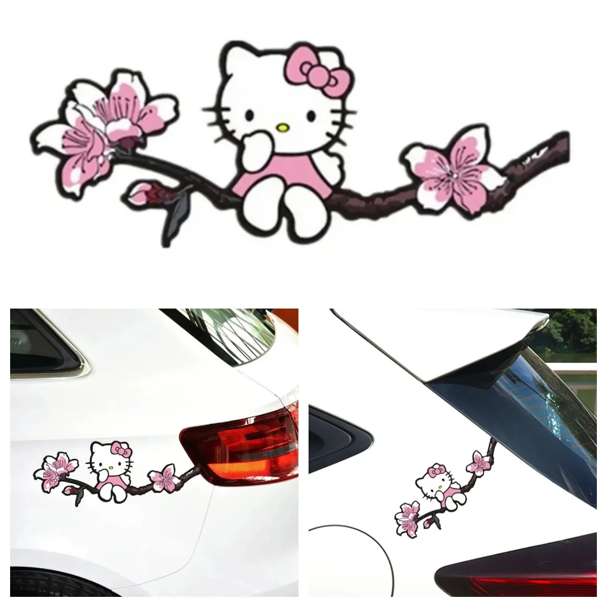 

Flower Branch Pink Car Sticker Bumper Hood Rearview Mirror Head Cover Cover Scratches Motorcycle Vinyl Decals Decorative