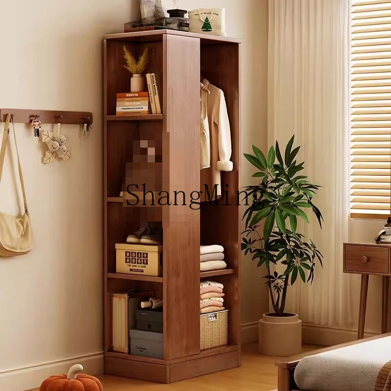 

FG Solid Wood Home Bedroom Simple Storage Cabinet Corner Locker Small Single Corner Wardrobe Bookcase