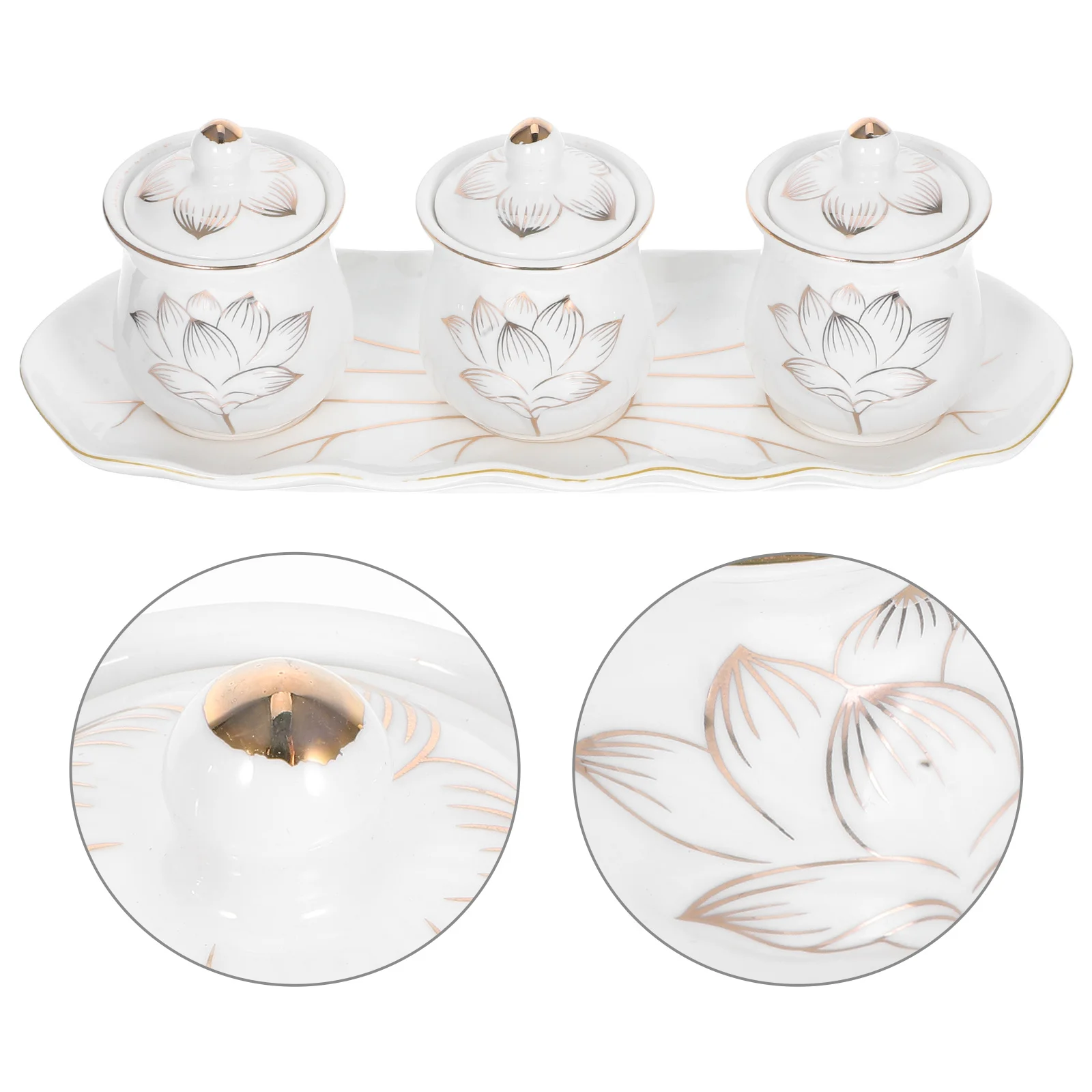 1 مجموعة السيراميك العبادة كوب زهرة اللوتس عرض السلطانية لبوذا البوذية كوب ماء ديكور المنزل معبد أكواب شاي بورسلين #1