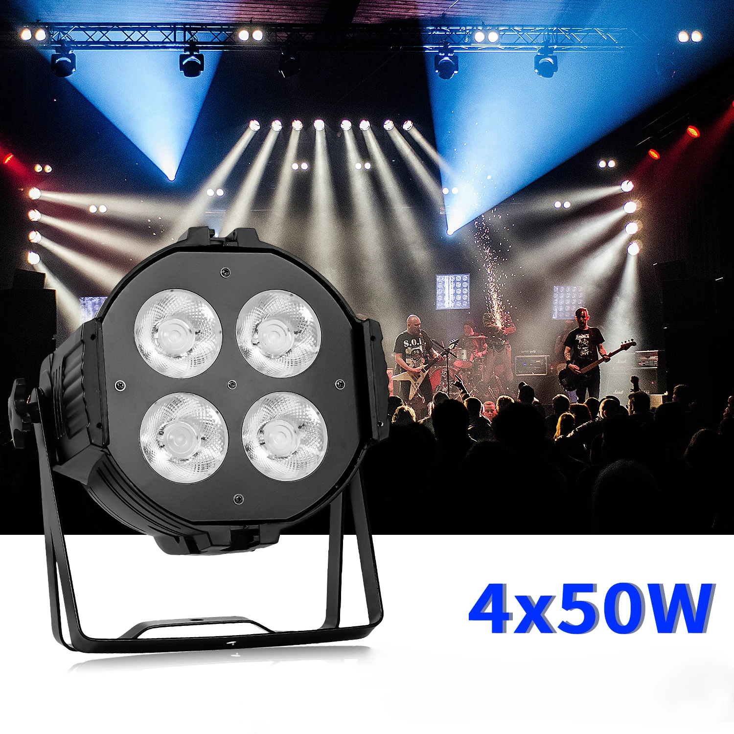 Quente 4 olhos 4x50w led branco quente e fresco 200w led público lavagem par iluminação de palco dmx led cob 200w led par bares casamentos clubes