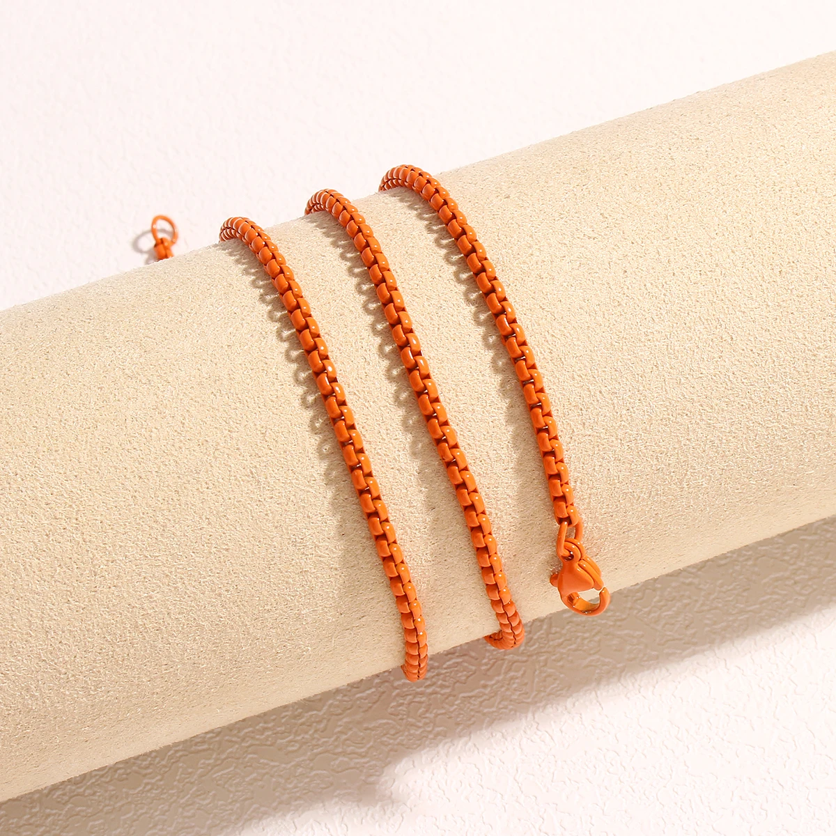 Edelstahl Boho Candy Farbe Halskette Kette DIY Basic Frauen Mädchen 3mm Halsband Link Grün/Rosa Box Ketten schmuck Zubehör – Detail 11