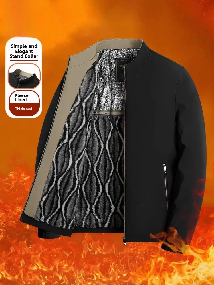 

Мужская хлопковая куртка Kangaroo с утепленной флисовой подкладкой, воротником-стойкой, теплая верхняя одежда, повседневное зимнее пальто для мужчин среднего возраста