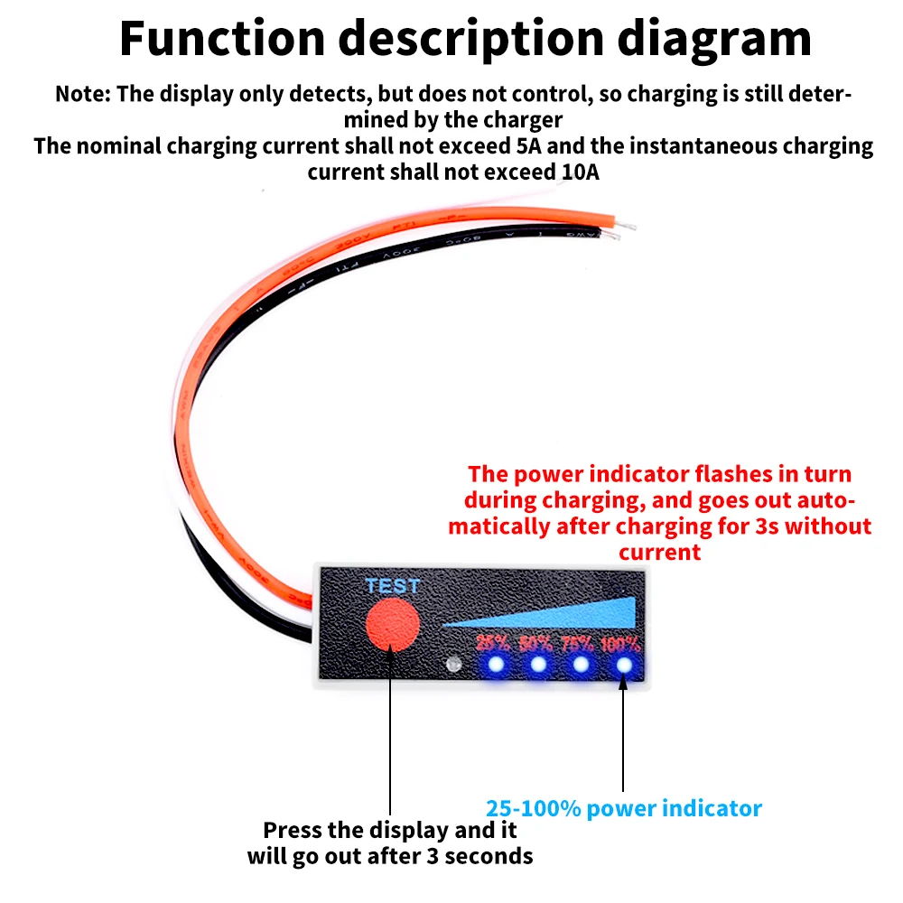 1-4S 18650 Lithium Battery Capacity Indicator Module Electric Vehicle Battery Power Tester With Led