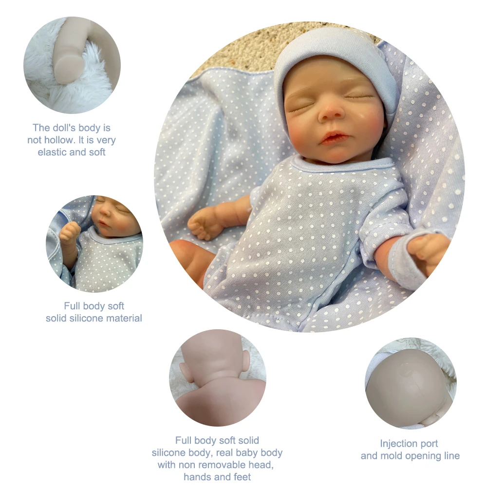 Aizwa1 Muñeca Reborn de silicona Sam de 10 pulgadas hecha a mano Bebe Girl muñeca recién nacida pintada en 3D para regalos de niños