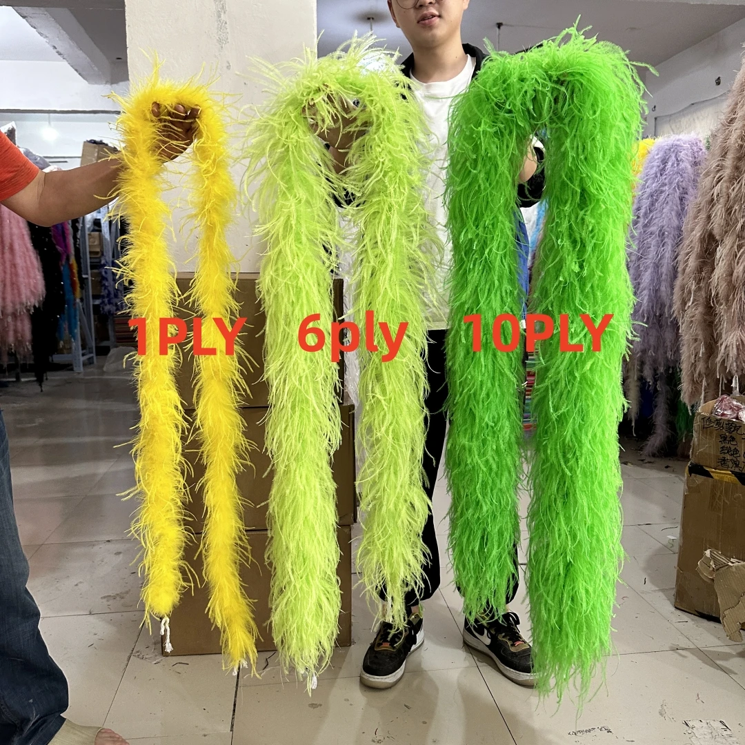 2Meter/Lot Beautiful Ostrich Feathers Boa 1 3 6 10 20PLY Thick Fluffy Ostrich Feather Boa for Wedding Clothes Decor Plumes Shawl