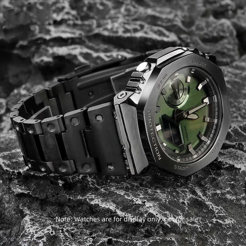 16 مللي متر الفضة الذهب الفولاذ المقاوم للصدأ حزام ل كاسيو GBM-2100 GM2100 GM 2100 GM-2100 المعادن الفولاذ المقاوم للصدأ ساعة سلسلة معصمه