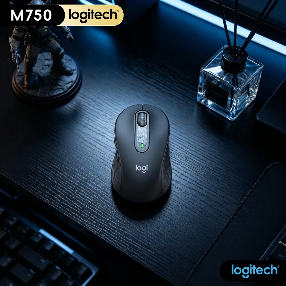 Logitech M750 Office Mouse Precision Optical Sensor Three Device Switch Soft Thumb Rest Portable Essential Design