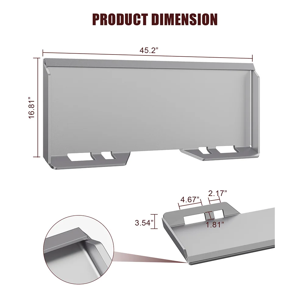 Skid Steer Mount Plate, placa de fixação rápida, compatível para Kubota Bobcat Trator, 1/2 "1/4" 3/8 "3/16" 5/16"