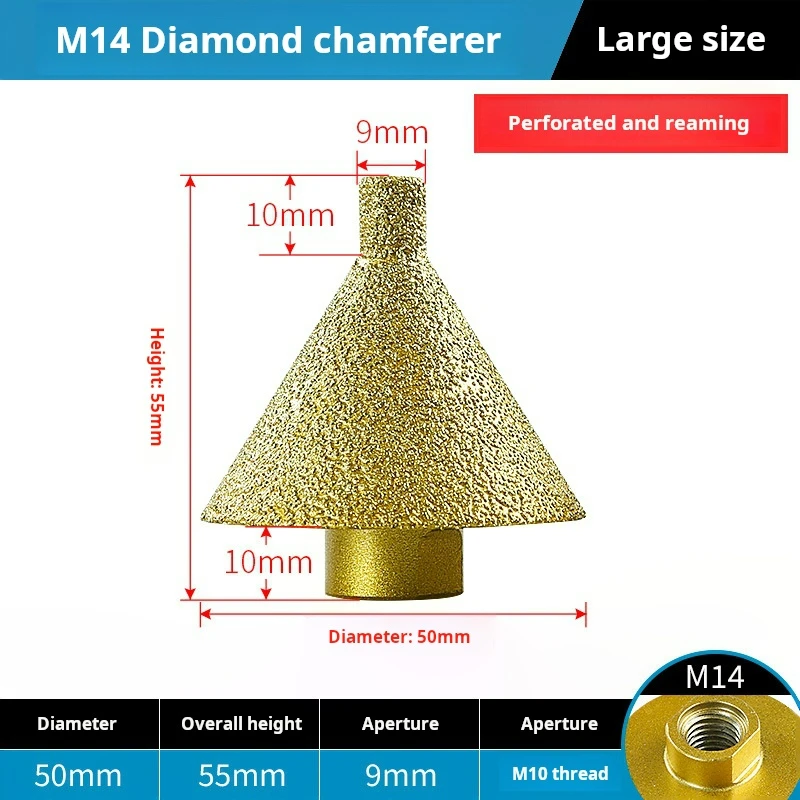 Imagem -06 - Diamante Beveling Countersink Broca M10 Rosca M14 Abridor de Furos Perfuração de Telha Cerâmica e Ampliação