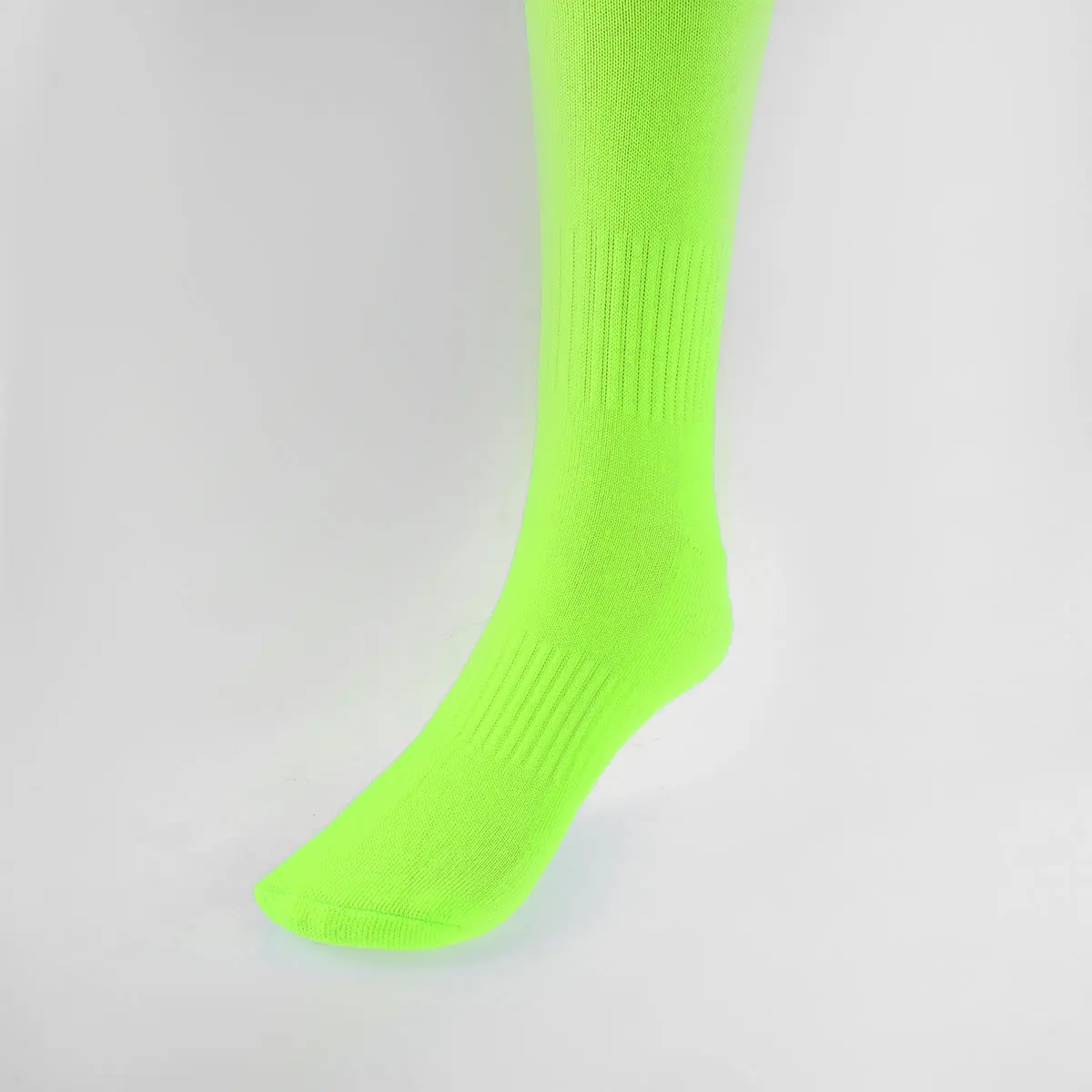 

1 Pair Fluorescent Green Long Elastic Sports Tube Socks Knee High Football Stockings Anti Slip Stretch Comfortable Solid Color