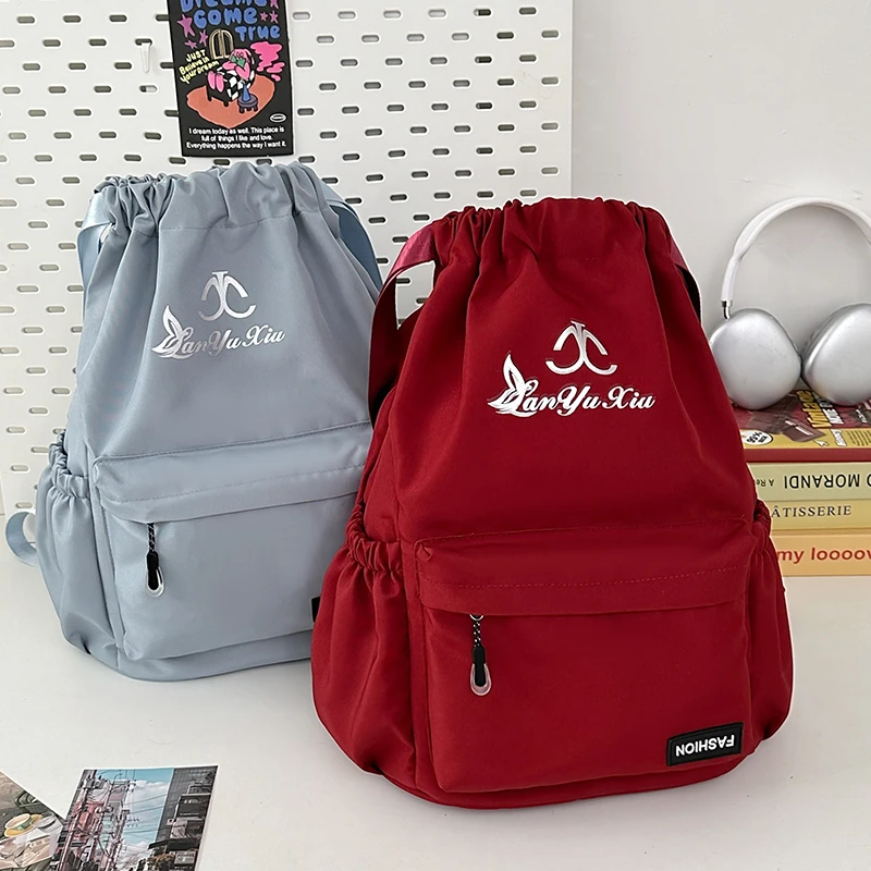 

Водонепроницаемый нейлоновый рюкзак для женщин, простой однотонный дорожный рюкзак для книг для студенток