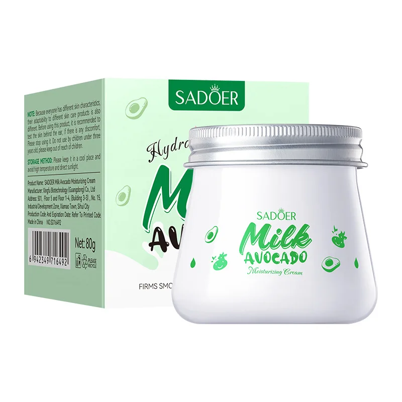 

SADOER Milk Avocado Moisturizing Cream Hydrating Nourishing Brightening Face Cream Beauty Face Skin Care Cosmetics 80g