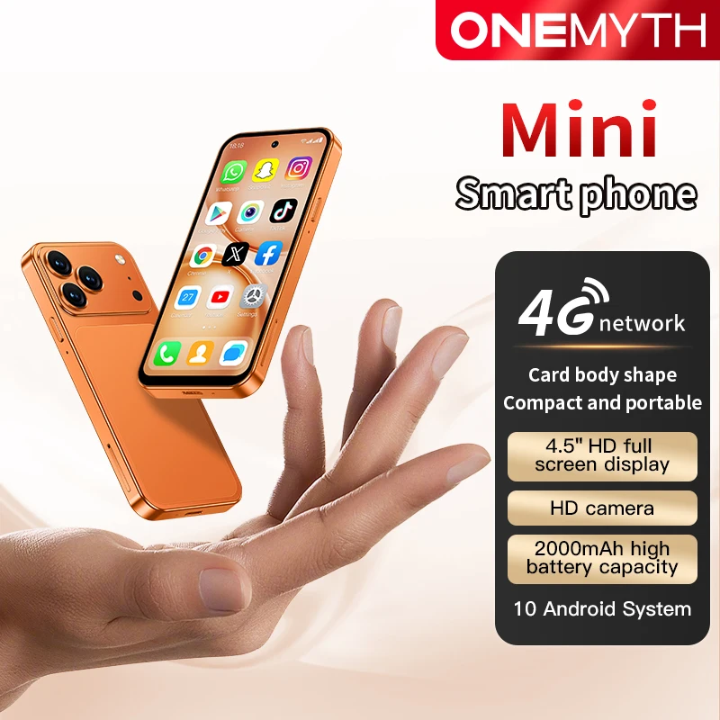 ONEMYTH A19 Pro Mini Smartphone 4G LTE 4.5'' Android 10.0 Quad Core Mobile Phone with 2000mAh Battery Face Unlock Cell Phone