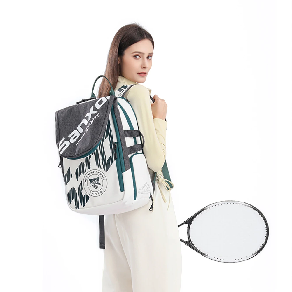 

Foldable Tennis Backpack Separated Shoes Compartment Badminton Racket Backpack Breathable Expandable Sports Training Bag