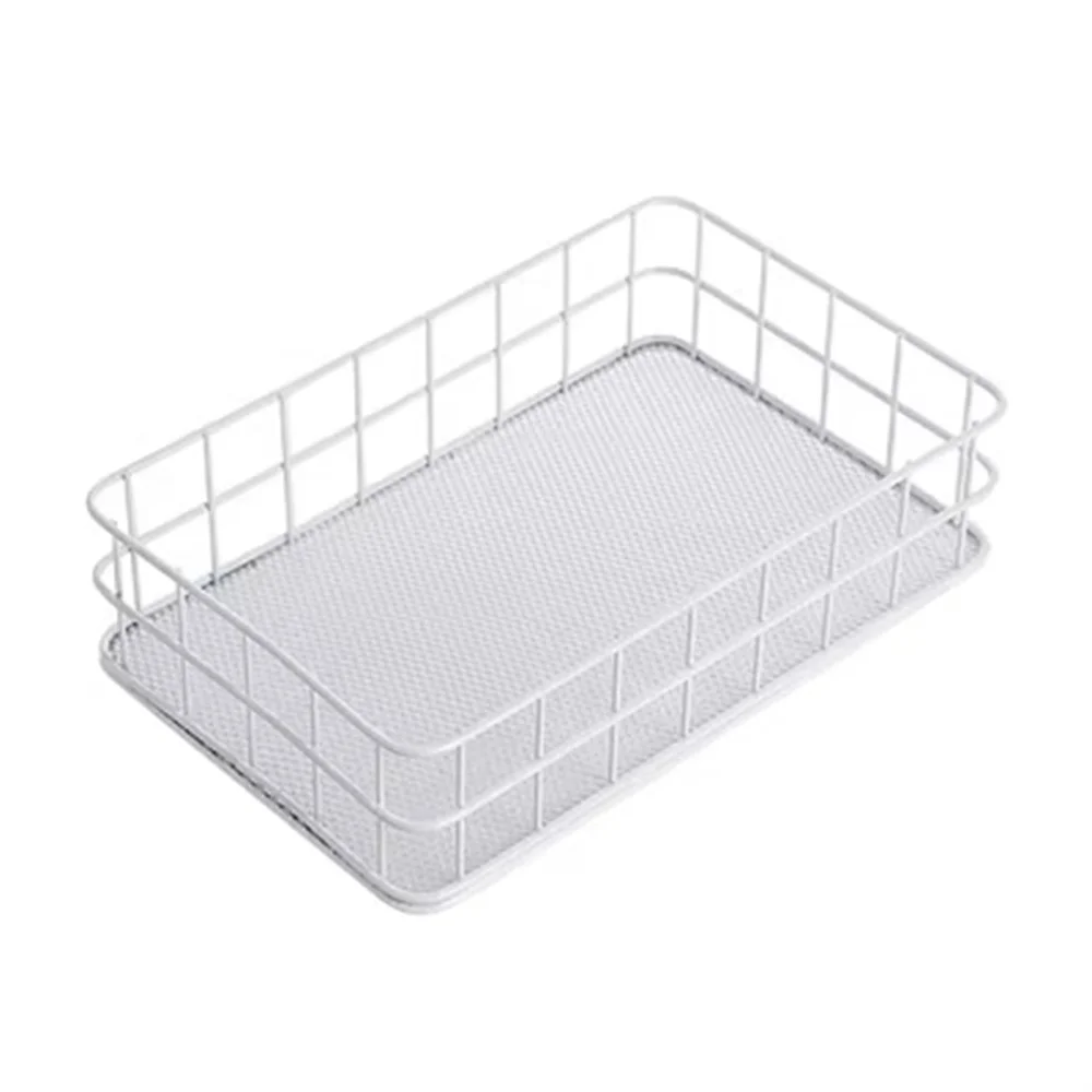 Bathroom Storage Rectangle Metal Storage Basket Nordic Iron Storage Basket with Mesh Bottom Sturdy Food Basket Easy To Durable