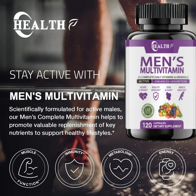 Men\'s Daily Multivitamin Capsules Support Healthy Muscle Function, Body Energy, And Immune Health