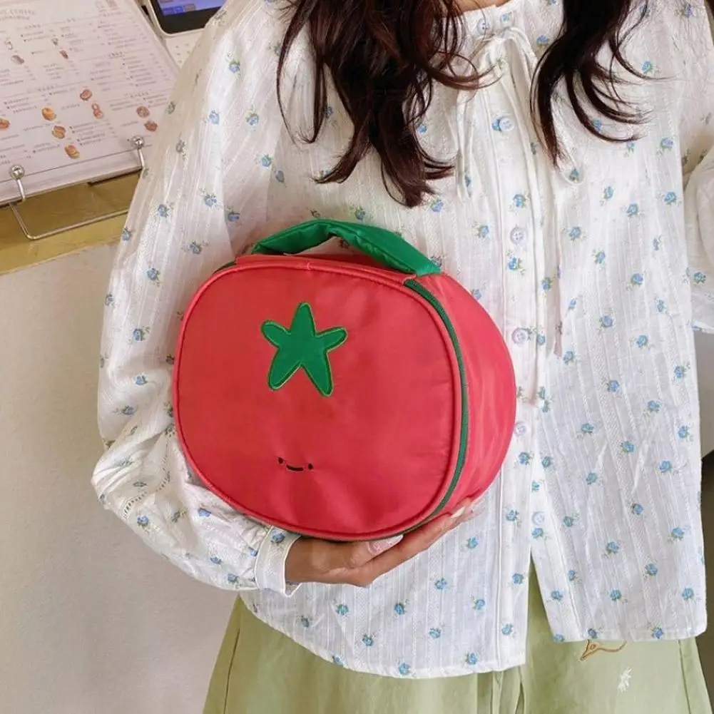 Cute Tomato Cosmetic Bag Waterproof Nylon Portable Travel Makeup Bag Women Large Capacity Toiletry Wash Organizer Pouch