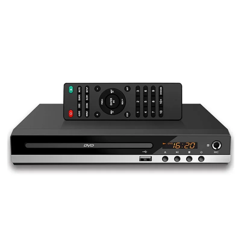 

Home DVD Player Box MultimediaVCD CD Disc Media Machine with HDMI AV Output Remote USB Mic Full HD 1080P