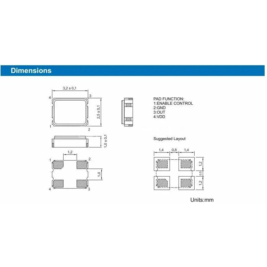 2PCS SMD Chip OSC Active Crystal Oscillator 3225 3.2*2.5mm 14.7456M 16M 24M 25M 32.768K 48M 4M 50M 54M 8M MHz