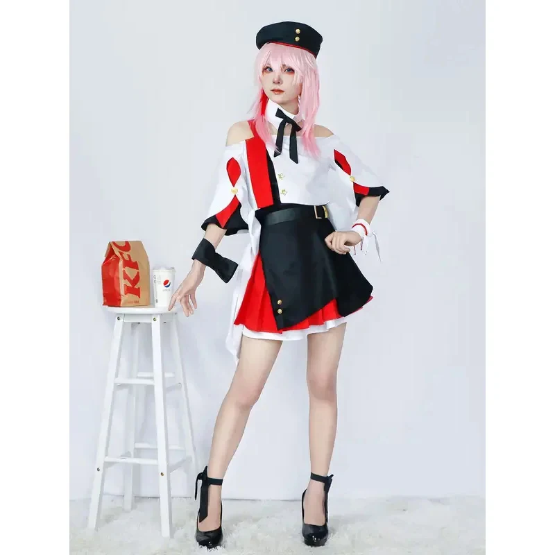 Costume de cosplay March 7th Honkai: Star Rail 2026 – Tenue uniforme rose pour femme avec perruque pour fête d'Halloween 3V0ZT
