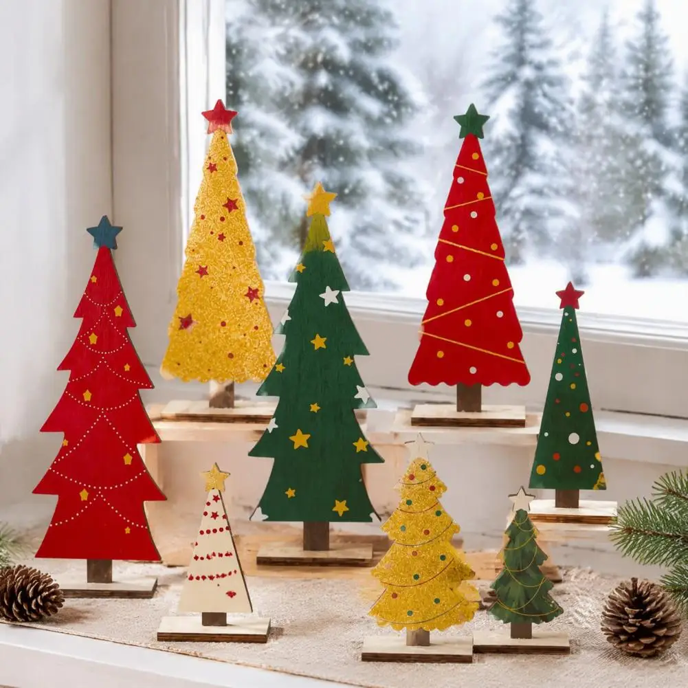 Rustic Christmas Tree Sign 8pcs Rustic Wooden Christmas Tree Signs Mini Xmas Table Decorations Winter Holiday Party for Festive