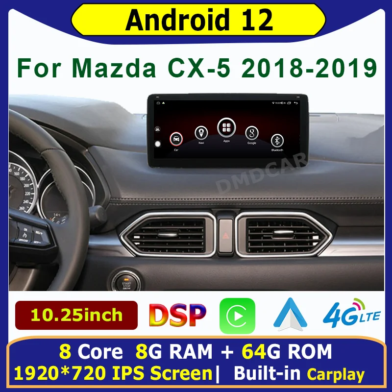 

10.25" Android 12 Car Multimedia Player Radio GPS Navigation Touch Screen for Mazda CX5 /CX-8 2017-2022 CarPlay Auto