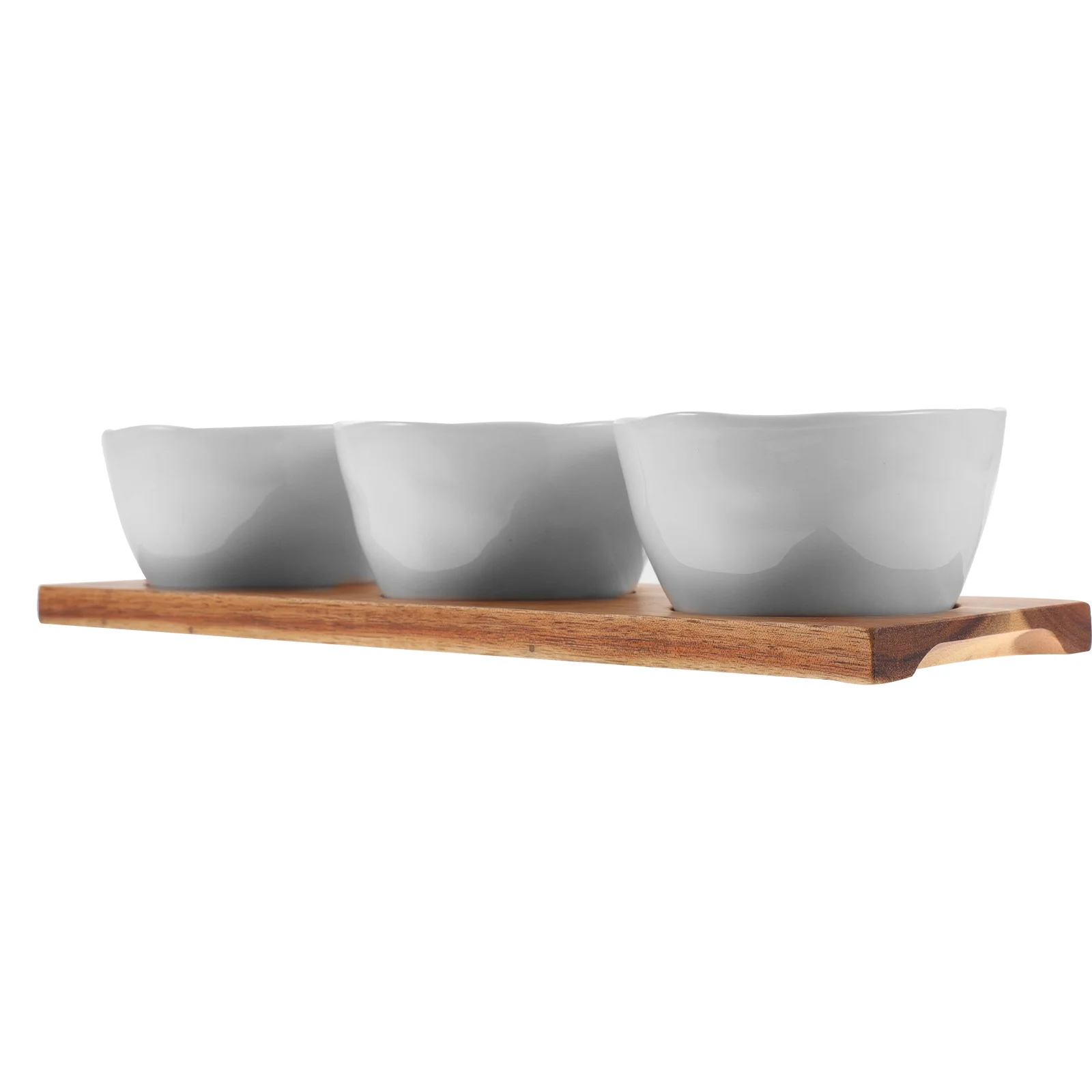 

Ceramic Snack Dish with Wood Tray Multi-Function Food Display Tray for Dried Fruit Candy Serving Dish Home Use Decor