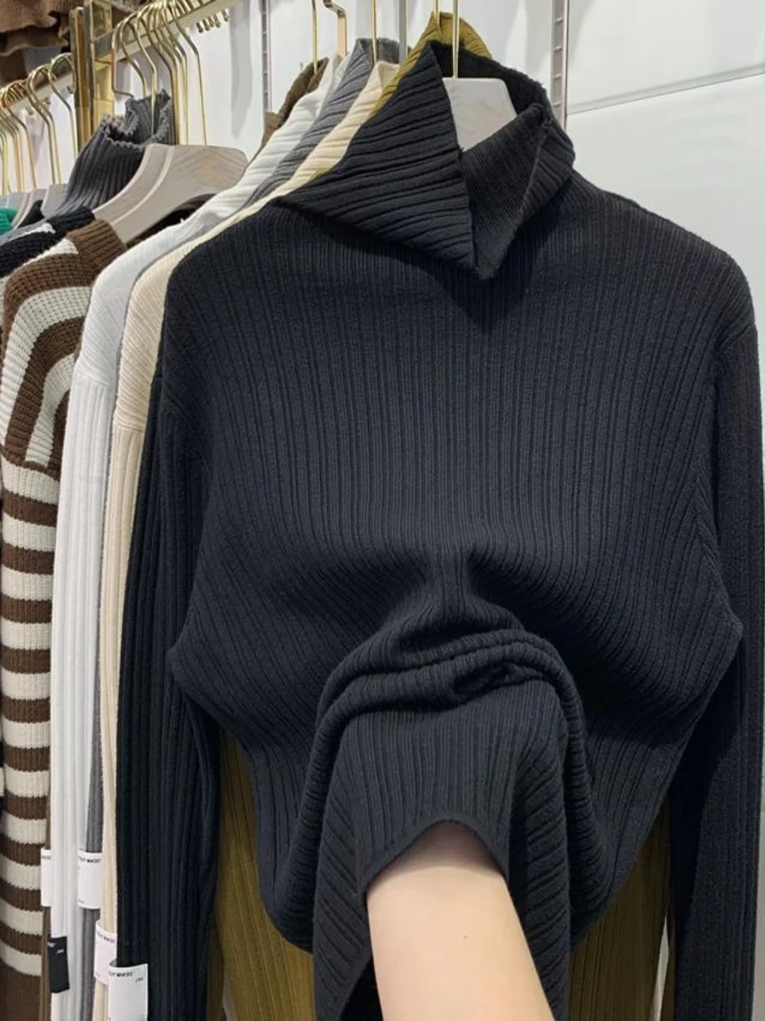 

Женский трикотаж больших размеров High Ne, мягкий, уютный, длинный свек, внутренняя одежда, полосатый свитер, корейский свободный крой, тонкий цвет...