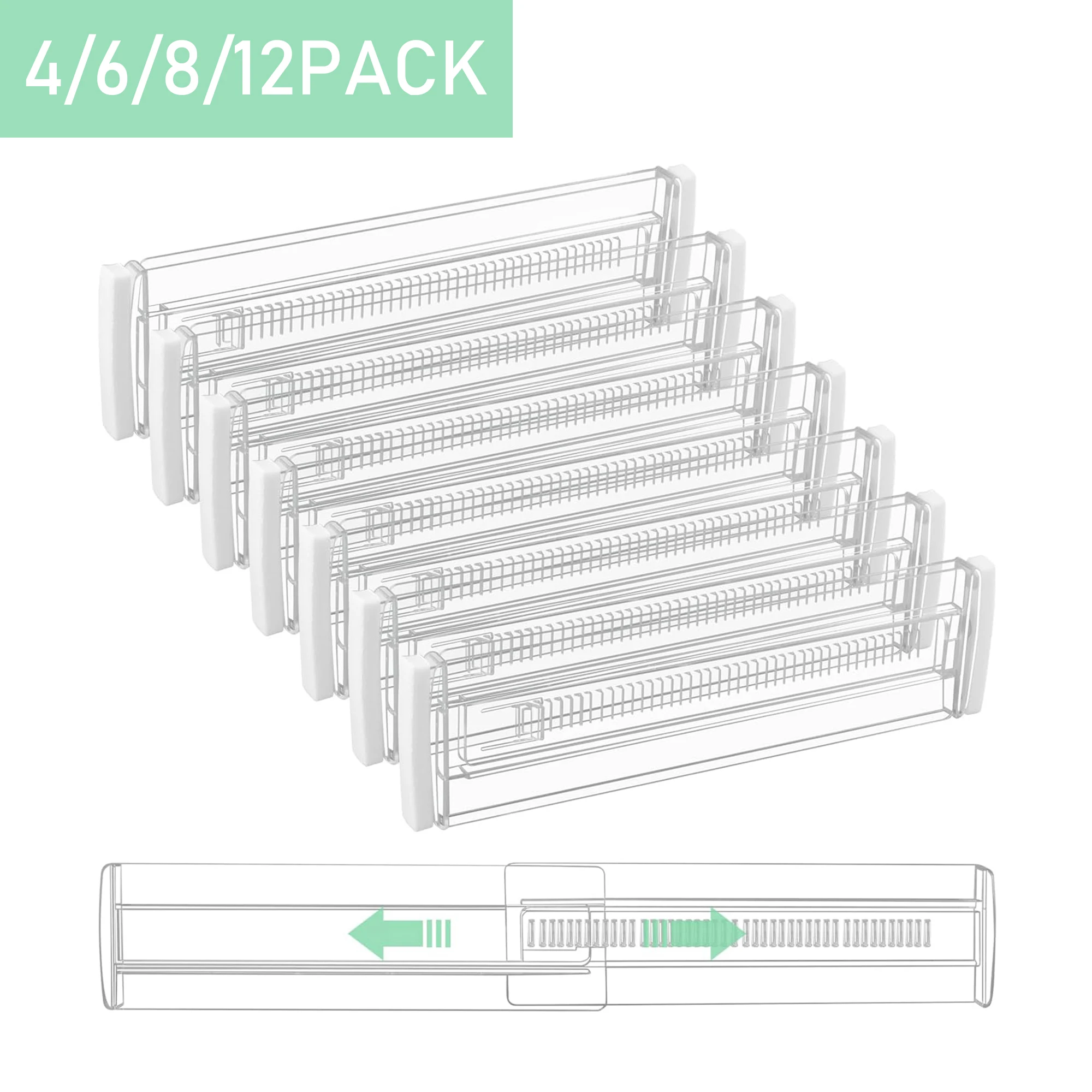 4/6/8/12pcs Drawer Dividers, 11-20 Inch Adjustable Length Kitchen Drawer Organizers for Kitchen, Bedroom and Office Storage