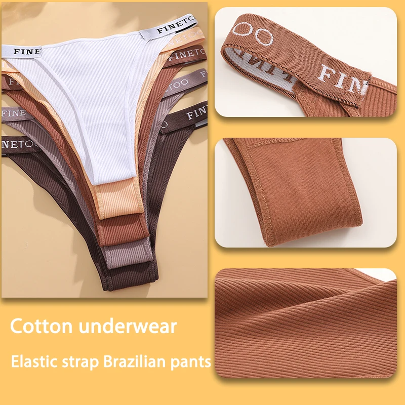 5PCS/Set Sexy Lingerie Women Cotton Panties Finetoo Letter Low Waist Female Briefs Underwear Comfort Underpants Women Intimates image 5