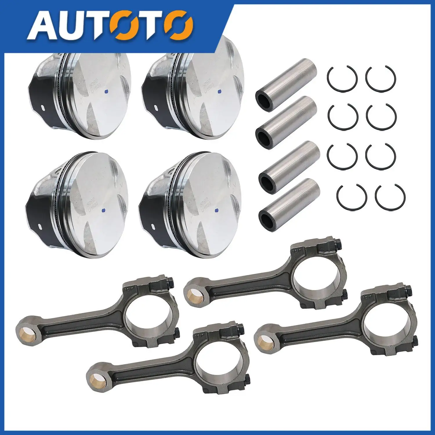 

4pcs Pistons & Rings & Connecting Rod Kit 12578324 12654958 Fit For Buick Chevrolet GMC Saturn 2.4L Car Engine Repair Parts