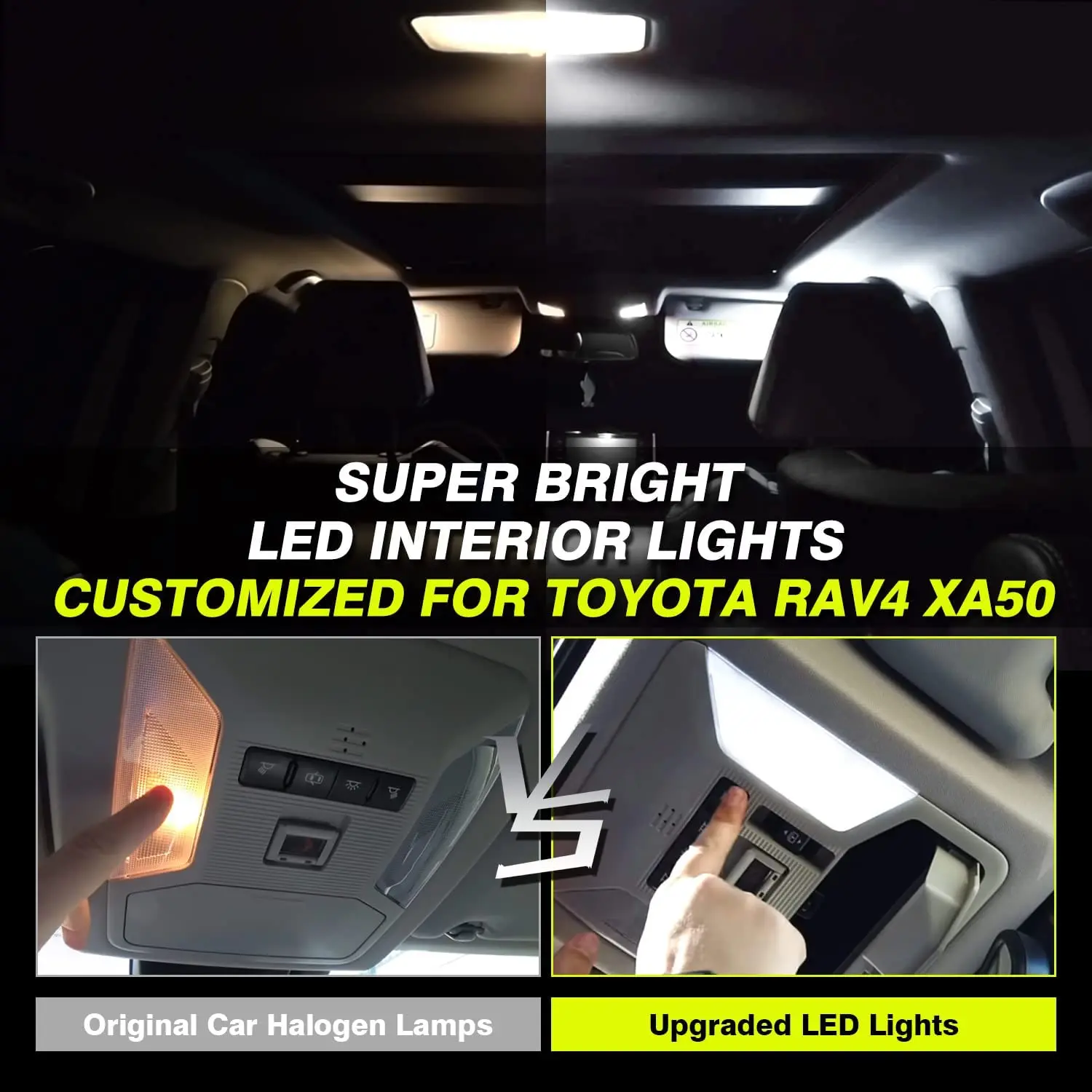 SMD Ultra Brilhante Dome Reading Lights, Luz LED Interior, Toyota RAV4 XA50, 2019, 2020, 2021, 2022, conjunto de 6 peças