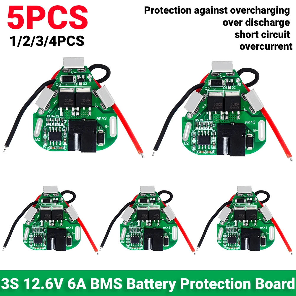 1-5pcs 3S 12.6V 6A BMS Lithium-ion Battery Protection Board 18650 Lithium Battery Pack Protection Circuit Board Battery Equalize