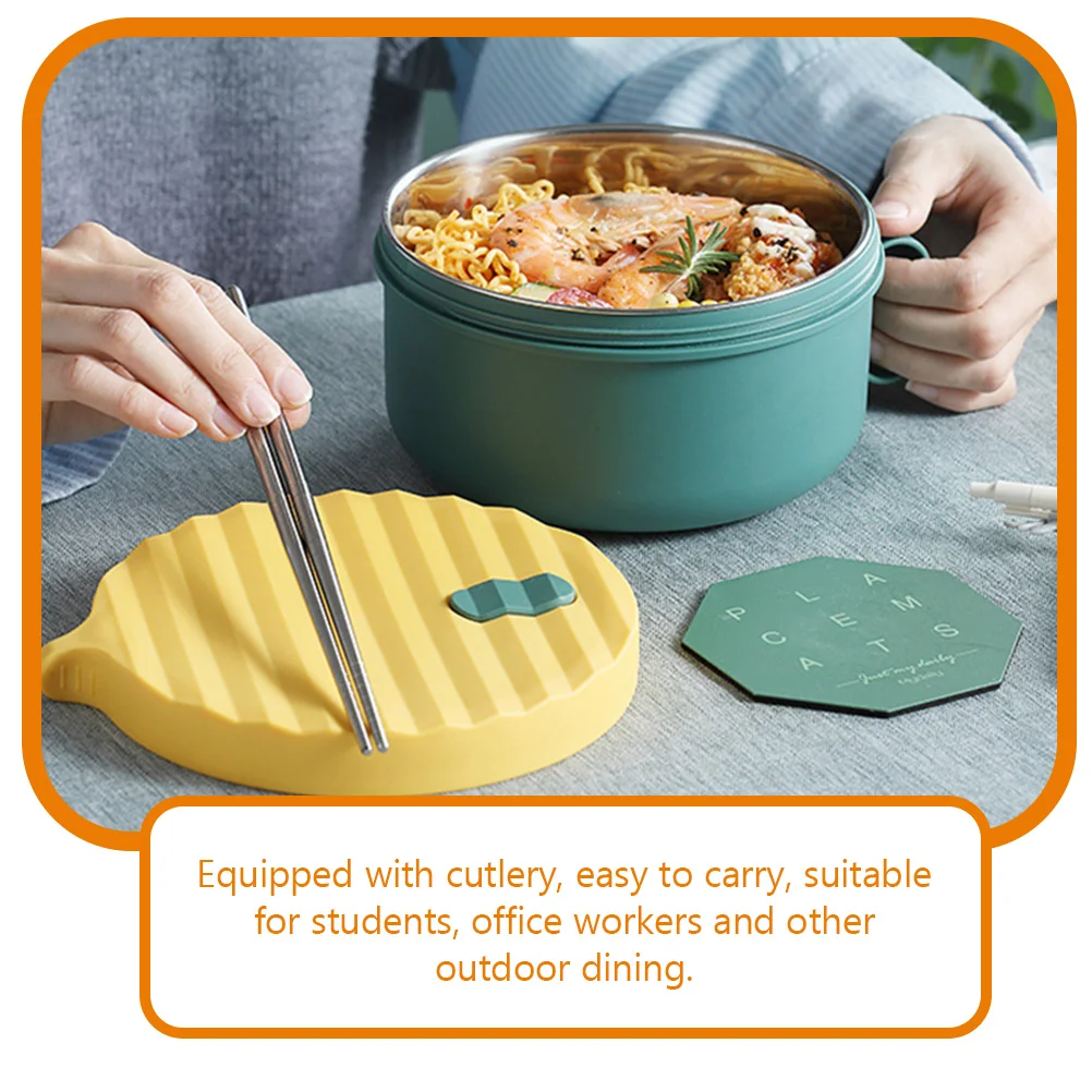 

Stainless Steel Lunch Box 1 Set Instant Noodle With Chopsticks Microwave Safe Food Container For Students Office Large Capacity