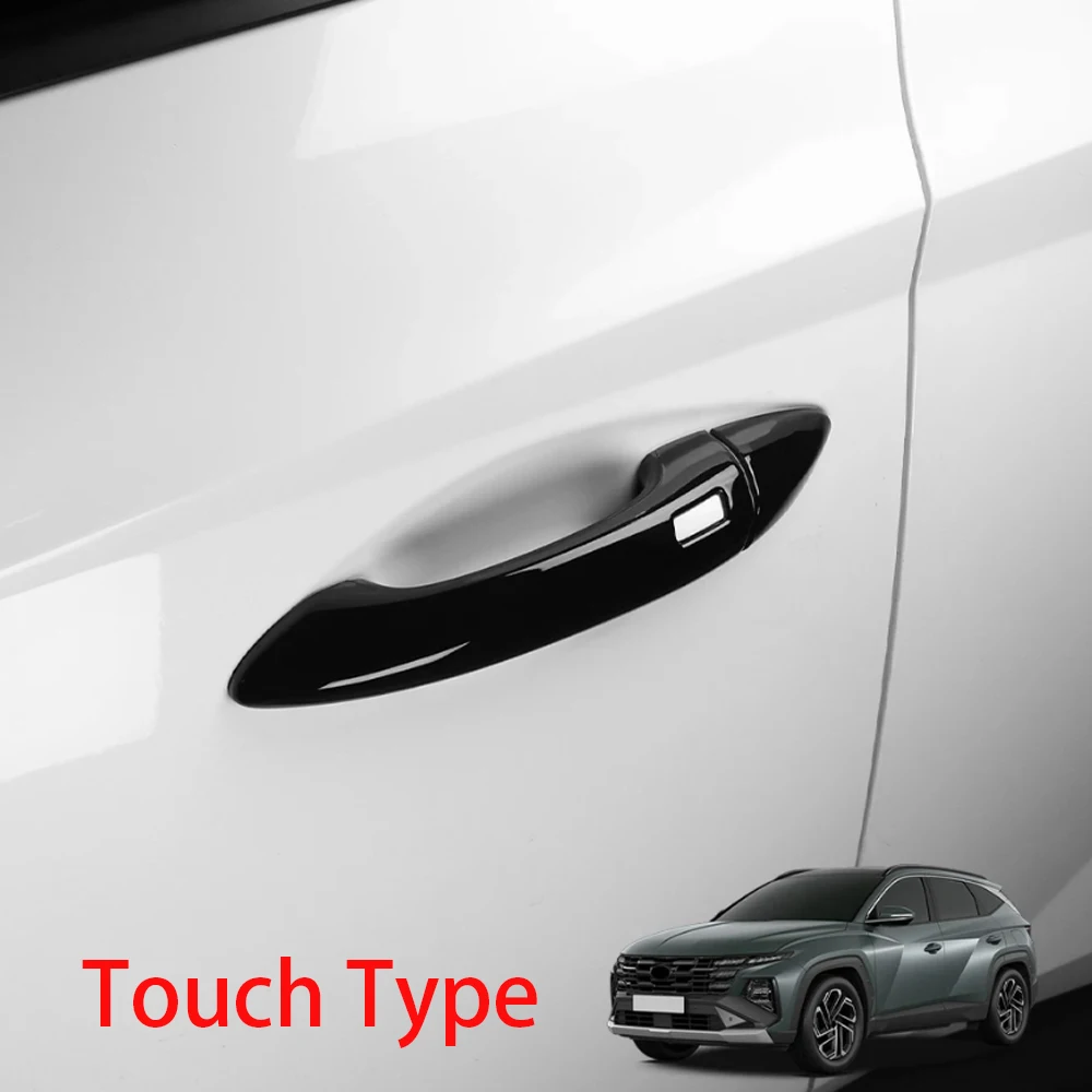 

Для Hyundai Tucson NX4 2022-2026 LHD сенсорный тип углеродное волокно черные внешние дверные ручки крышка отделка аксессуары