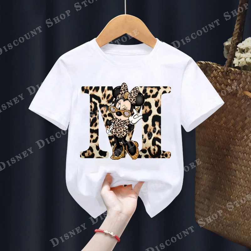 Summer Mouse Letter A B C D Children T-shirt Kawaii T Shirt Anime Cartoons Casual Clothes Kid Boy Girl Short Sleeve Tops