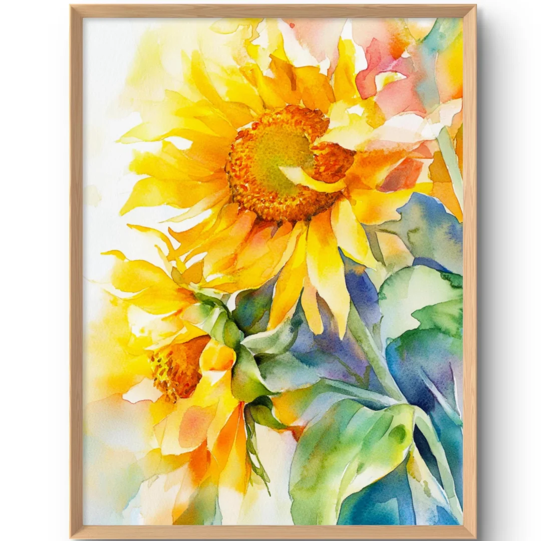 Sonnenblumenmalerei, Sonnenblumen-Leinwanddruck, Leinwand-Wandkunst, Blumenkunst, bunter und lebendiger Druck für Zuhause, zeitgenössisches Im