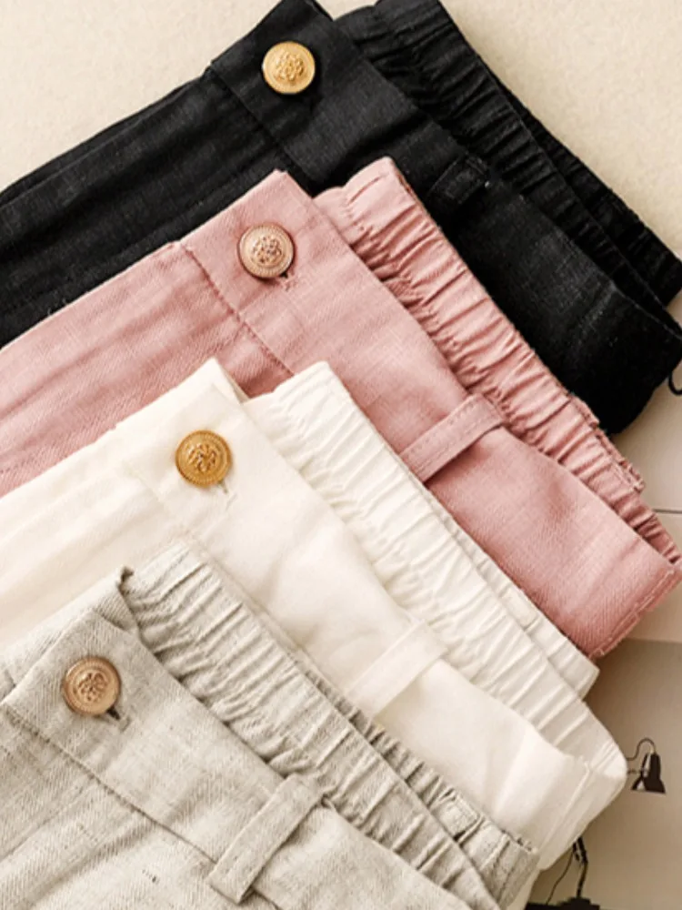 High-End Anti-Wrinkle  Linen Wide Leg Pants Women's Commute Versatile Straight Leg Suit Pants Draping Floor-Length Pants