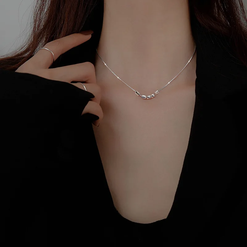 

Lateefah One-line Flash Diamond Double Necklace S925 Sterling Silver Clavicle Chain Personality Creative Small Fresh Accessories