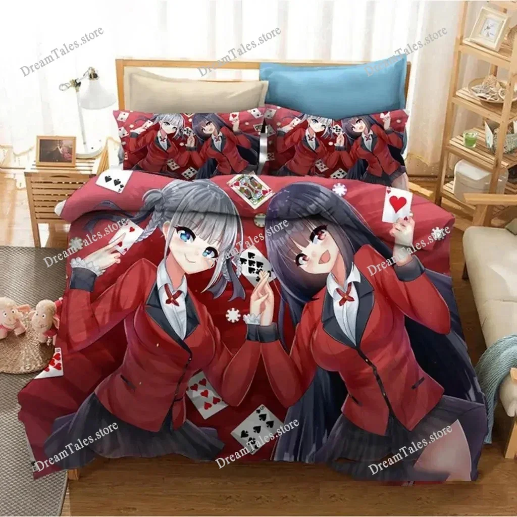 

Изысканный 3D-набор постельного белья с принтом аниме Kakegurui Yumeko Jabami: пододеяльник, одеяло, комплект для молодежи, детей, девочек и мальчиков, подарок 741