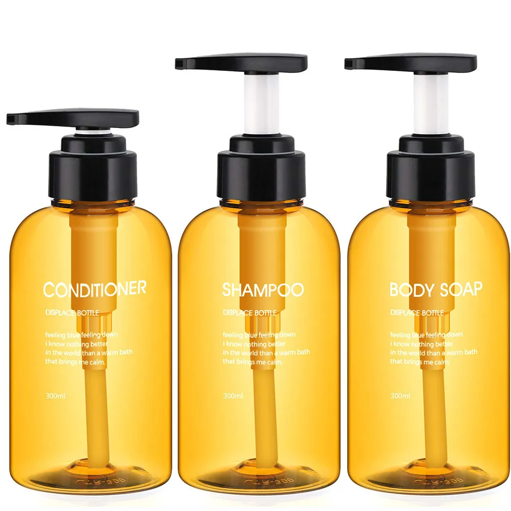 3Pcs Thick Wall Press Pump Lotion Bottle 500Ml Brown Reusable Subpackaging Container for Essential Oils Liquid Soap Body Lotion