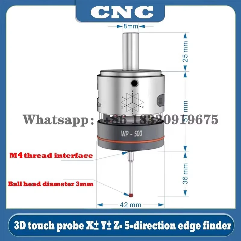 Imagem -02 - Cnc 2024 Mais Recente Wp500 v6 Anti-rolo 3d Edge Finder Sonda de Toque para Encontrar a Sonda Central de Mesa Compatível com Mach3 e Grbl