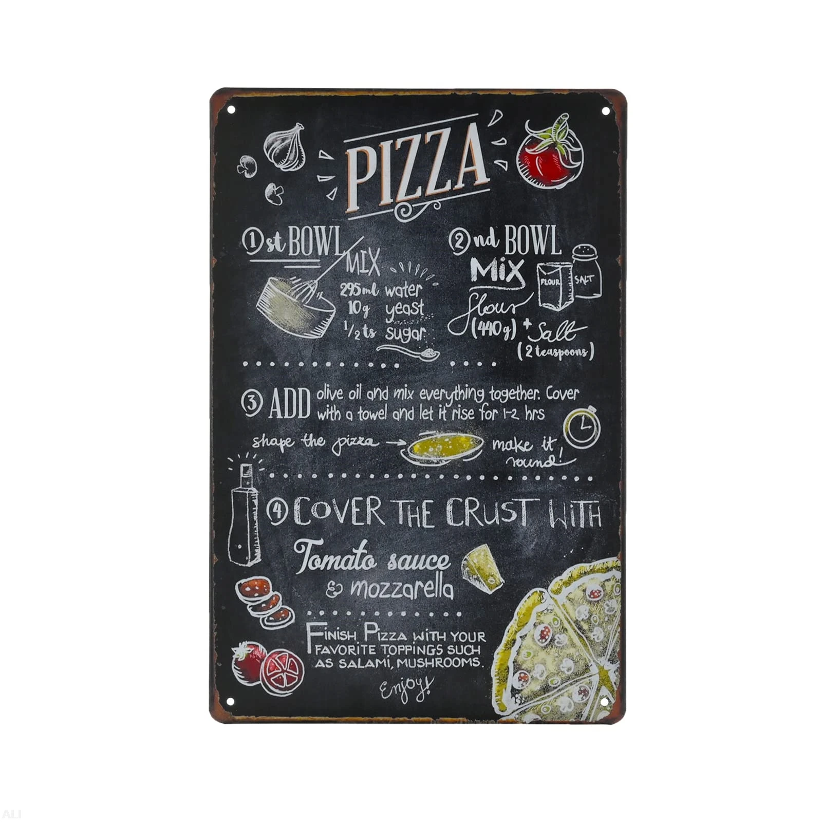 

Fast Food Vintage Tin Sign - Pizza Retro Metel Sign - Wall Decor wall sign for Kitchen Bakery Cafe Restaurant