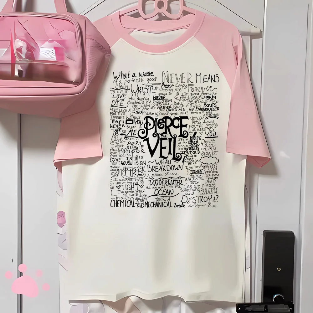 Pierce the Veil t shirt damski rozciągliwy tshirt damski y2k komiks anime ubrania